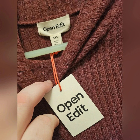 Open Edit Mock New Wrap Look Rib Sweater - Picture 3 of 3